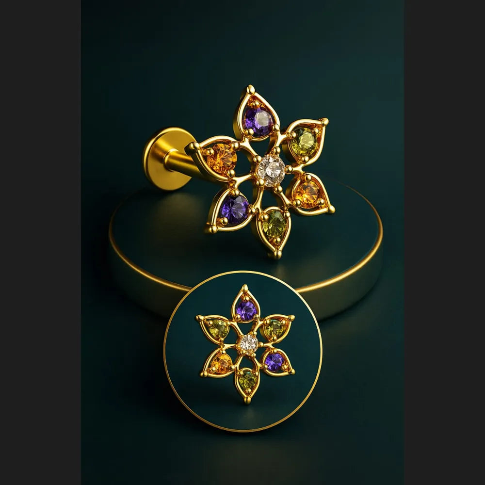 Stylish one gram gold nosepin with pushback design