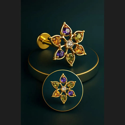 Stylish one gram gold nosepin with pushback design