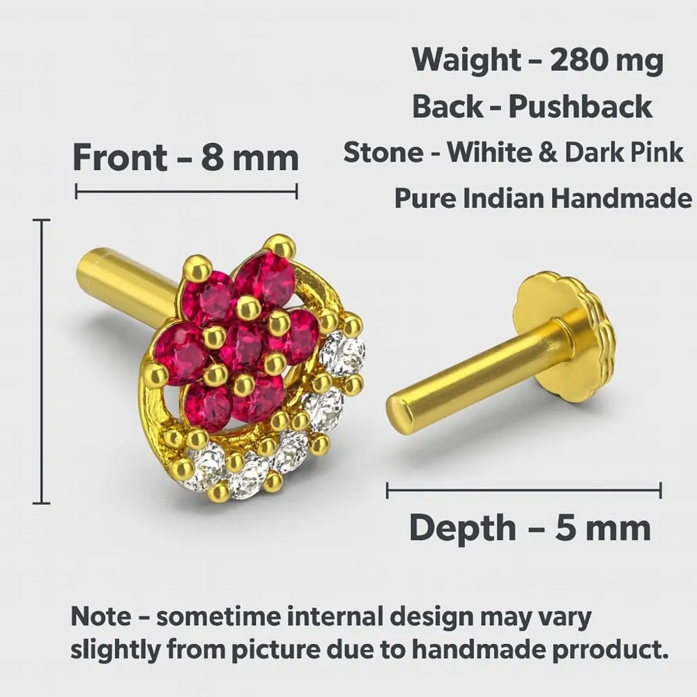 Daily wear small nosepin with white stones and gold polish