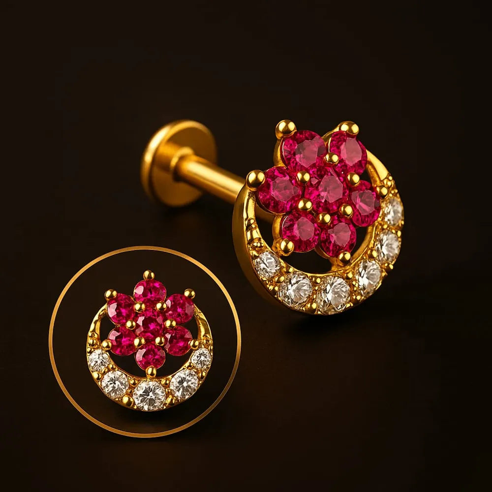 Designer multicolour AD stone nosepin for bridal look