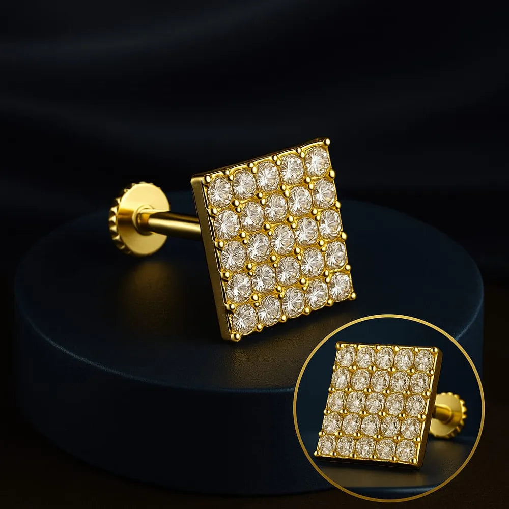 Handmade White AD Stone Nosepin – One Gram Gold Finish