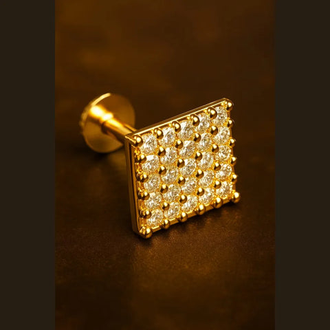 Handmade White AD Stone Nosepin – One Gram Gold Finish
