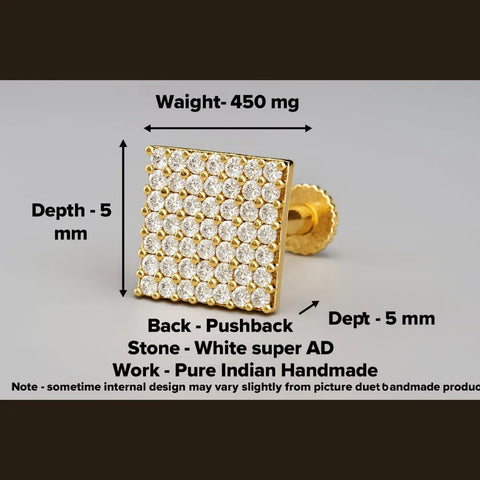 Handmade White AD Stone Nosepin – One Gram Gold Finish