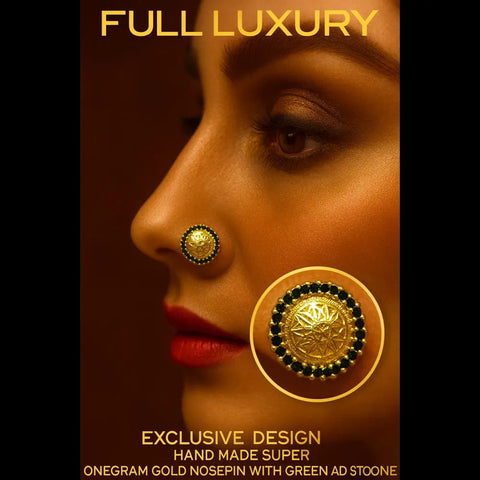 Handmade Gold Finish Nosepin with Sparkling AD Stones