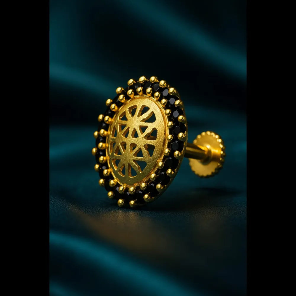 Handmade Gold Finish Nosepin with Sparkling AD Stones