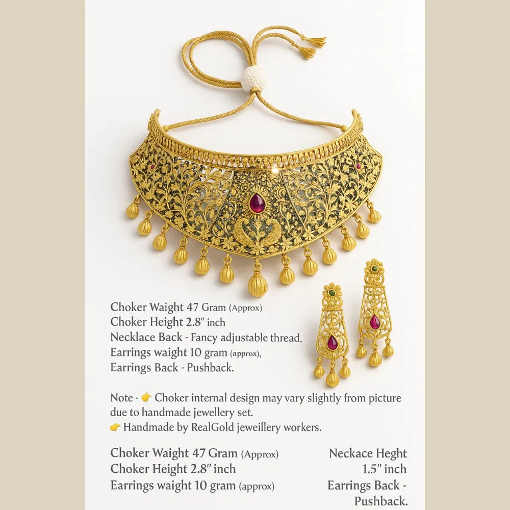 Exclusive One Gram Gold Choker Necklace Set with Earrings – Bridal Jewellery