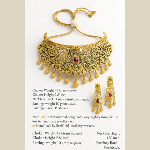 Exclusive One Gram Gold Choker Necklace Set with Earrings – Bridal Jewellery