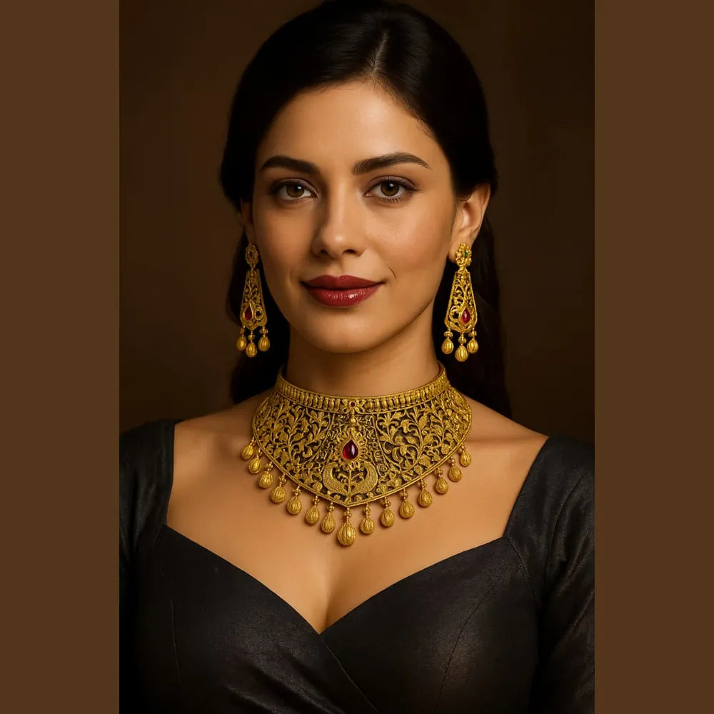 Product image of Exclusive One Gram Gold Choker Necklace Set – image 2