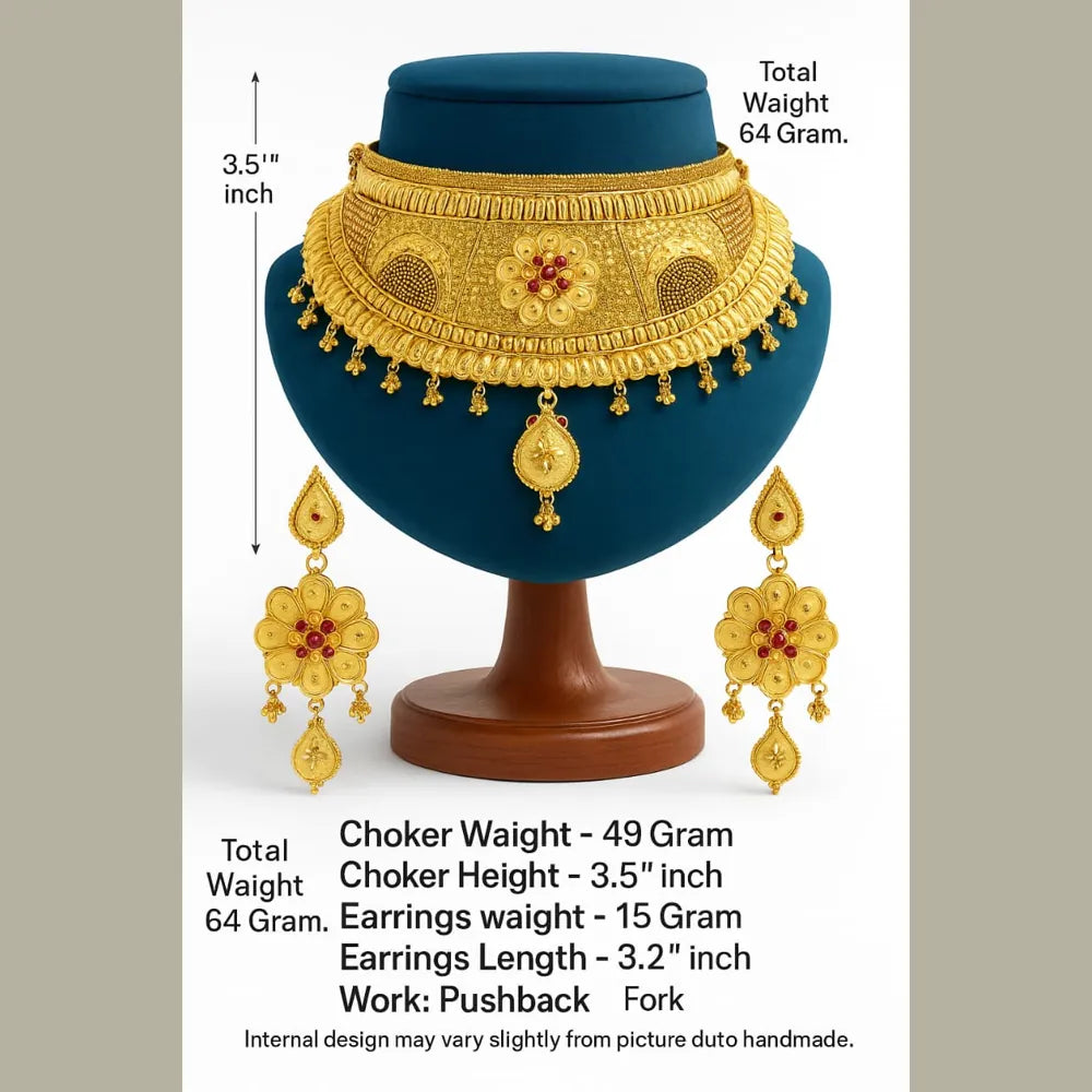 Product image of Gold Plated Bridal Choker Necklace Set – image 4