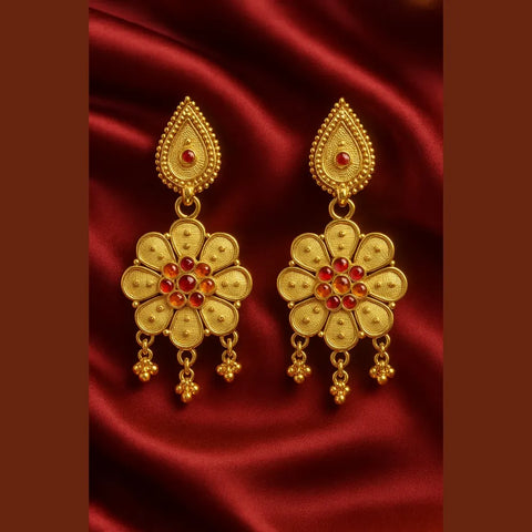 Gold Plated Bridal Choker Necklace Set with Earrings – Floral Design