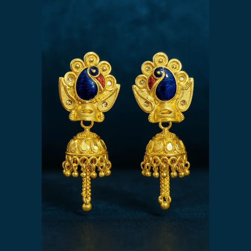 Royal Peacock Gold Plated Bridal Necklace Set with Earrings – 38g