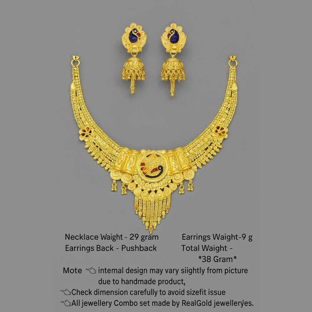 Product image of Traditional Bridal Necklace Set With Earrings Antique Gold Finish Copy 1 – image 9