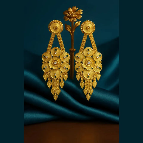 Elegant Floral Design One Gram Gold Plated Earrings for Women – Handmade Daily & Party Wear