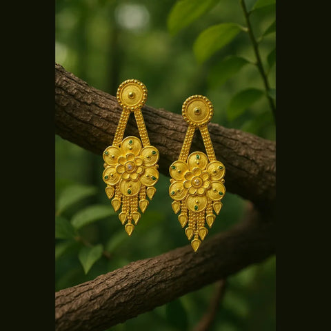 Elegant Floral Design One Gram Gold Plated Earrings for Women – Handmade Daily & Party Wear