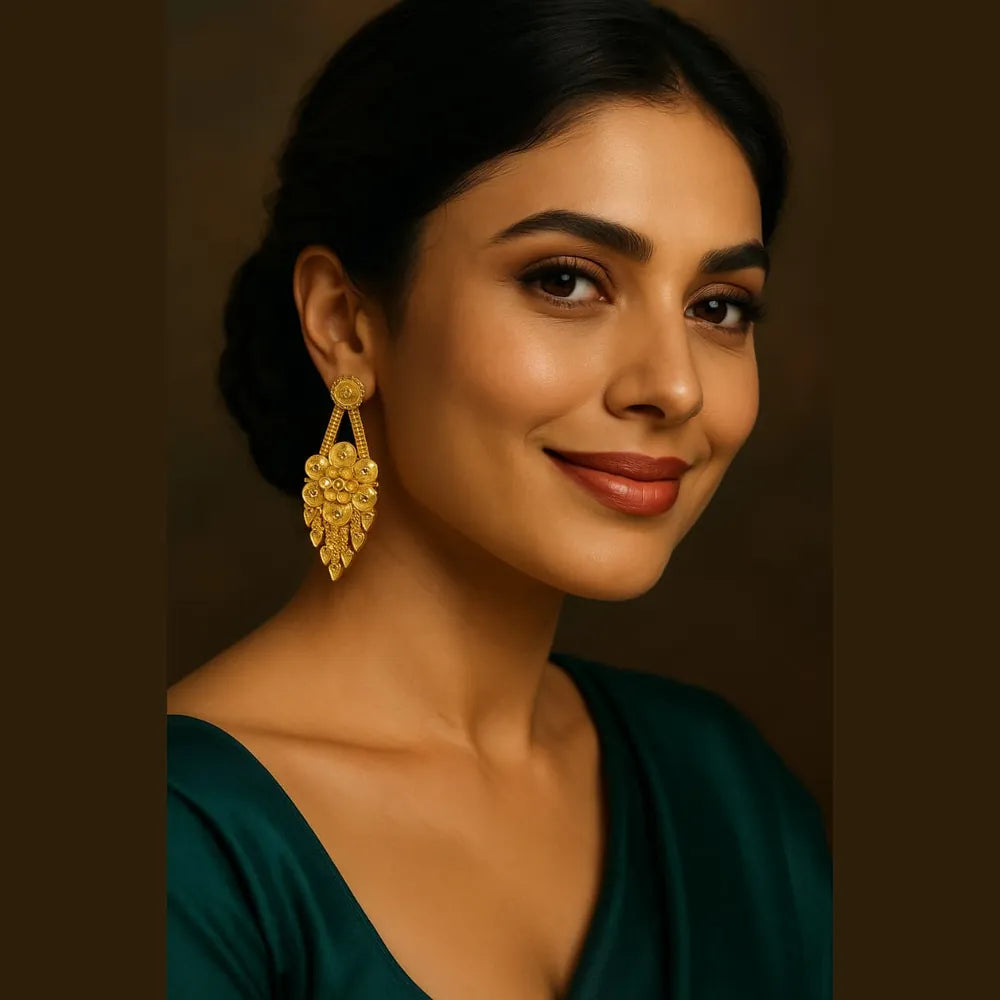 Elegant Floral Design One Gram Gold Plated Earrings for Women – Handmade Daily & Party Wear