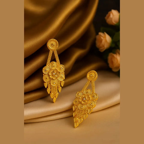 Elegant Floral Design One Gram Gold Plated Earrings for Women – Handmade Daily & Party Wear