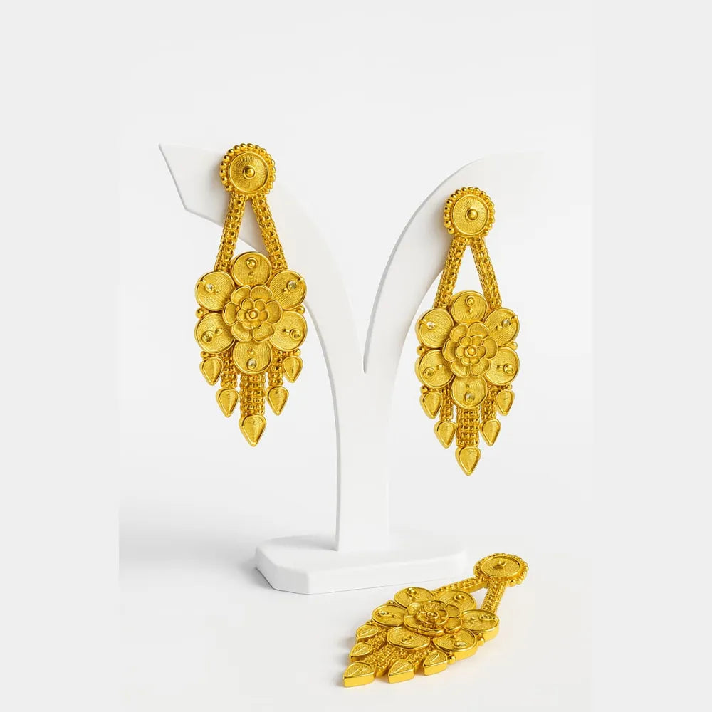Elegant Floral Design One Gram Gold Plated Earrings for Women – Handmade Daily & Party Wear