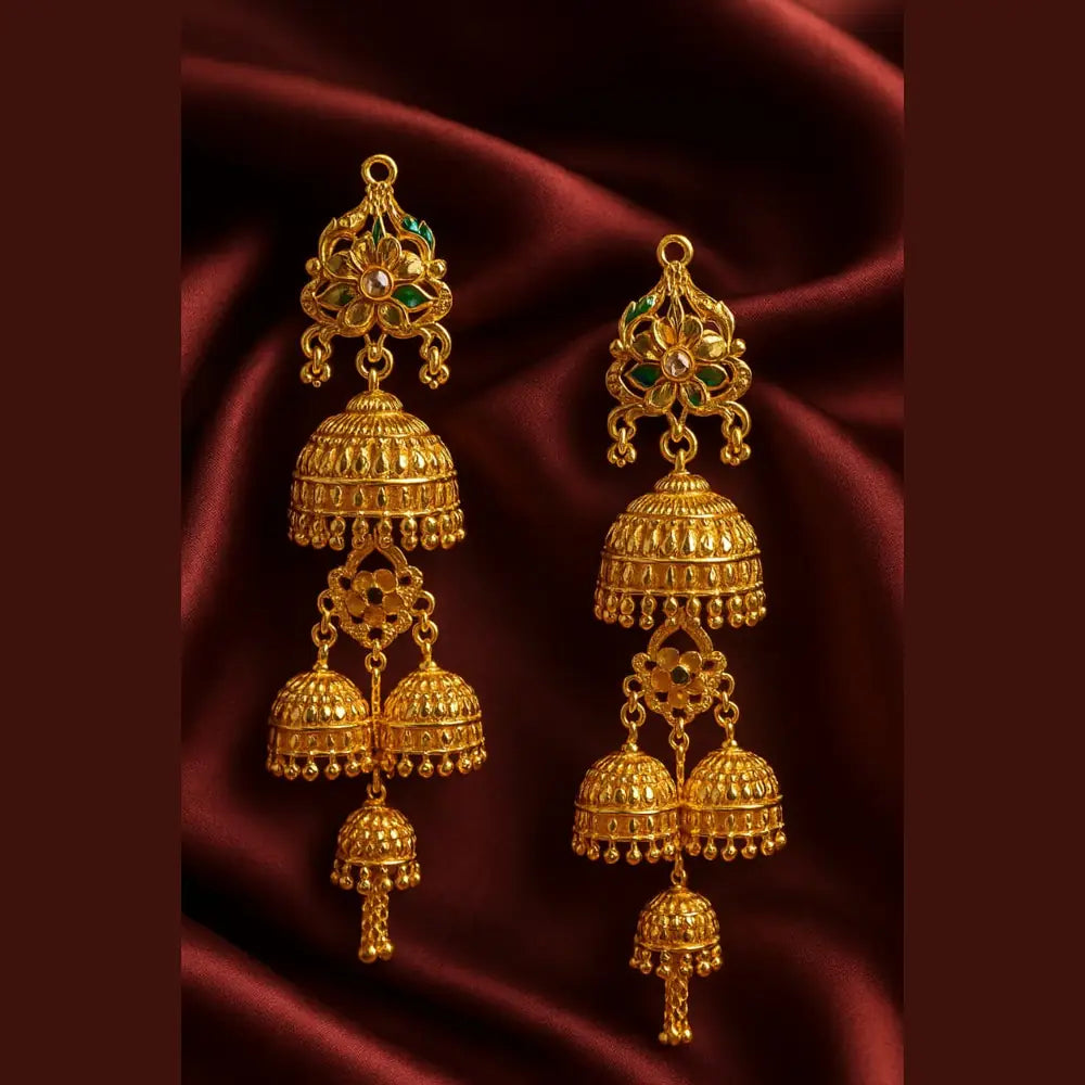 Product image of Royal Gold-Plated Multi-Layered Jhumka Earrings – Ultra Luxury Edition – image 1
