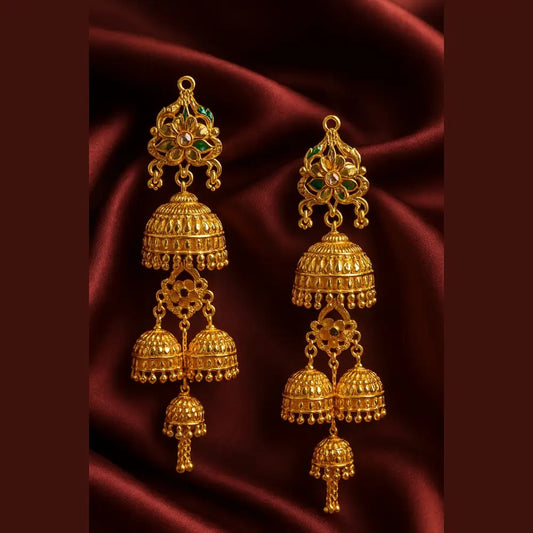 Product image of Royal Gold-Plated Multi-Layered Jhumka Earrings – Ultra Luxury Edition – image 1