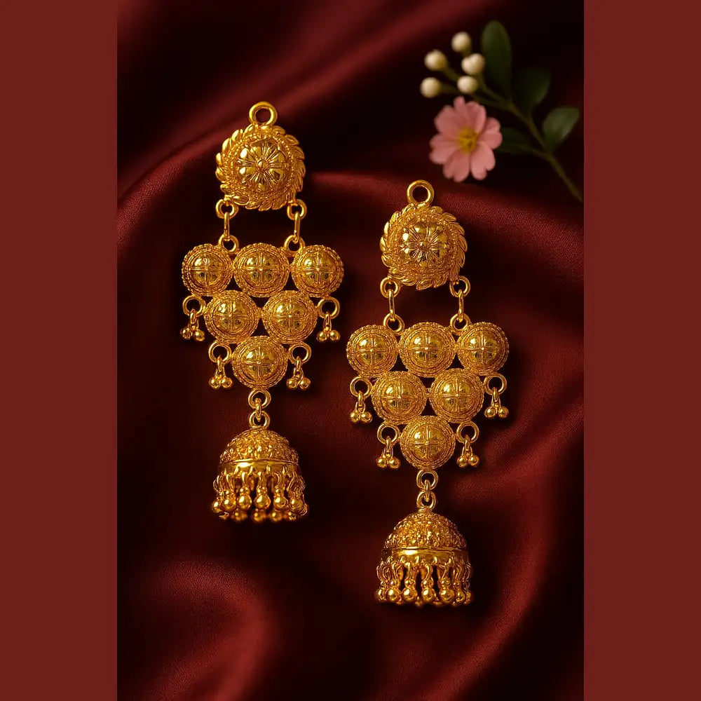 Product image of Handcrafted Gold Plated Jhumka Earrings – Traditional Partywear for Women – image 1
