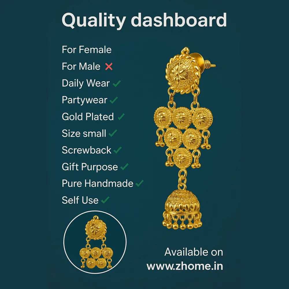 Product image of Products Handcrafted Gold Plated Jhumka Earrings – image 3