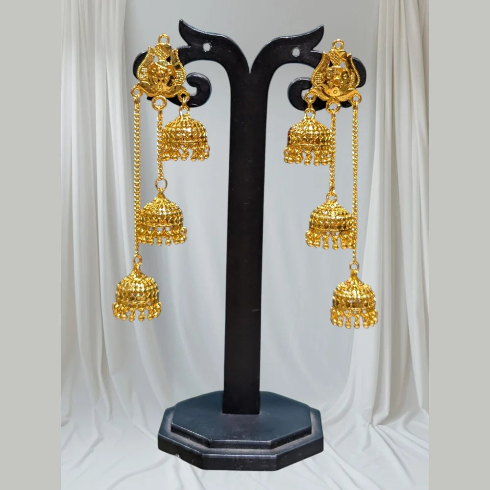 Product image of Products Exclusive Gold Plated Triple Jhumka Earrings – image 3