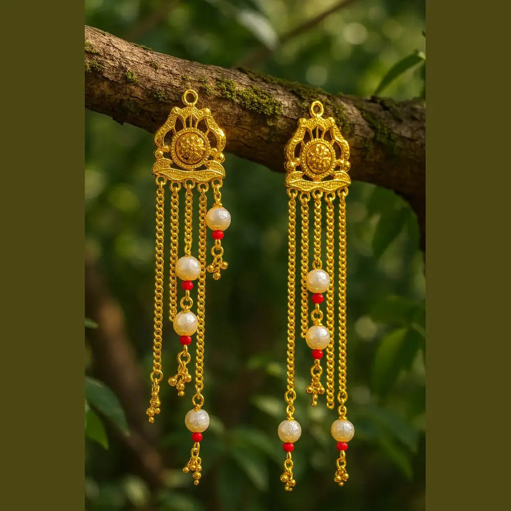 Product image of Gold Plated Handmade Temple Jhumka Earrings For Women Screwback Long Drop Design Copy – image 2