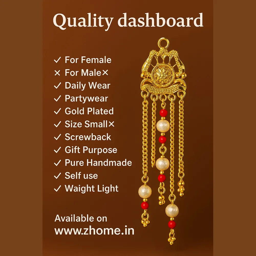 Product image of Gold Plated Handmade Temple Jhumka Earrings For Women Screwback Long Drop Design Copy – image 4