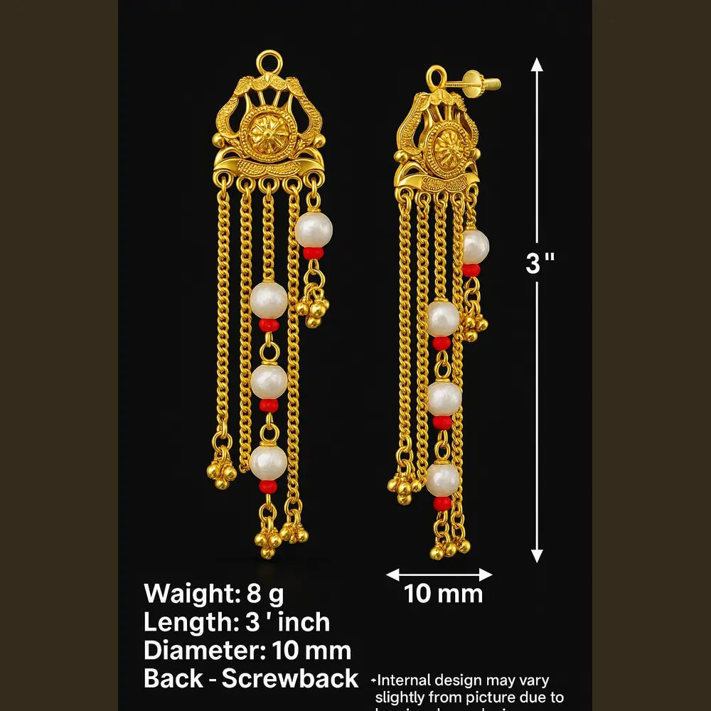 Product image of Gold Plated Handmade Temple Jhumka Earrings For Women Screwback Long Drop Design Copy – image 6