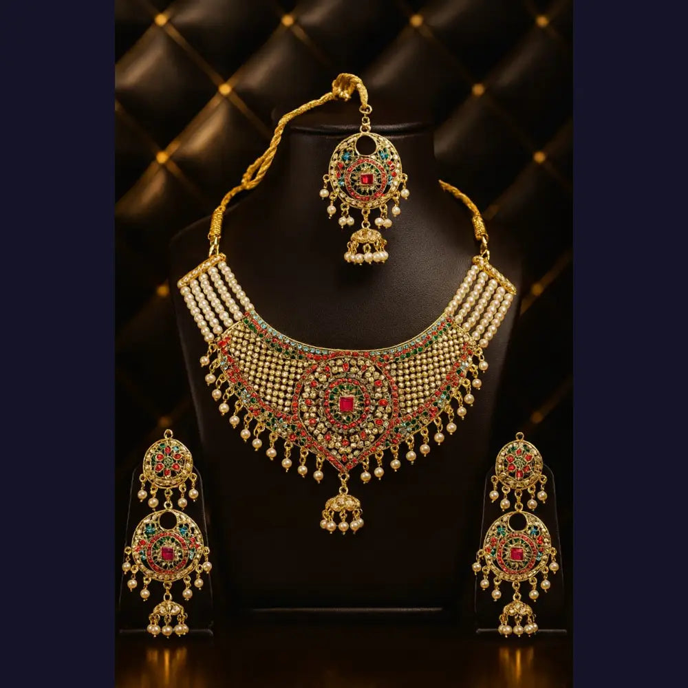 Product image of Shahi Jadaau Gold Plated Long Necklace Set With Earrings Royal Heritage Design Copy – image 2