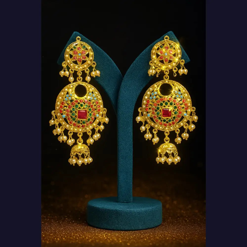 Product image of Shahi Jadaau Gold Plated Long Necklace Set With Earrings Royal Heritage Design Copy – image 8