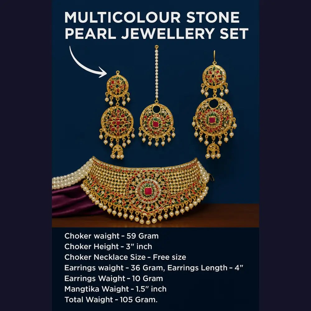 Product image of Shahi Jadaau Gold Plated Long Necklace Set With Earrings Royal Heritage Design Copy – image 10