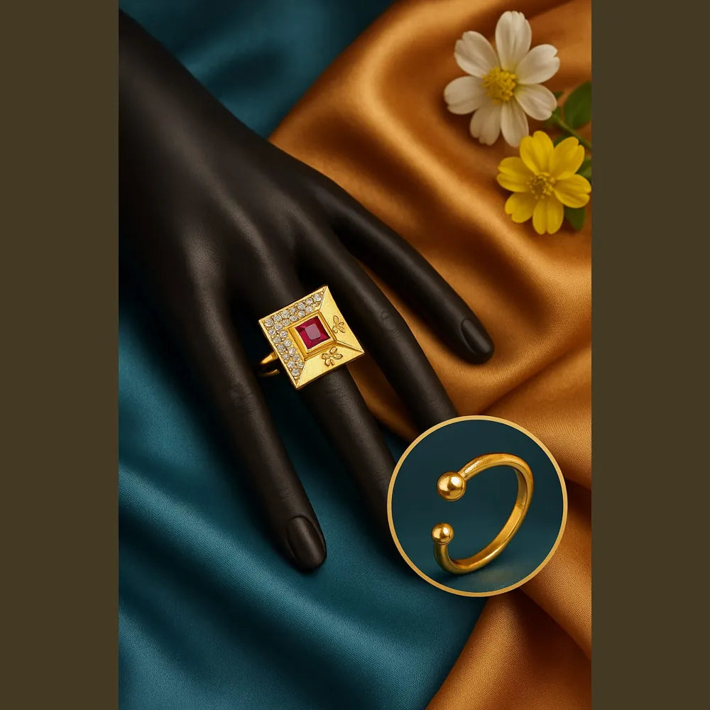 Product image of Products Gold Plated Square Ruby Ring – image 2