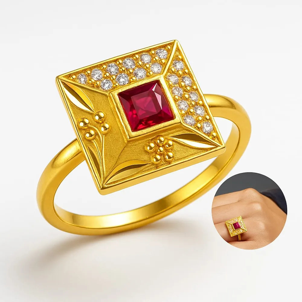 Product image of Products Gold Plated Square Ruby Ring – image 6