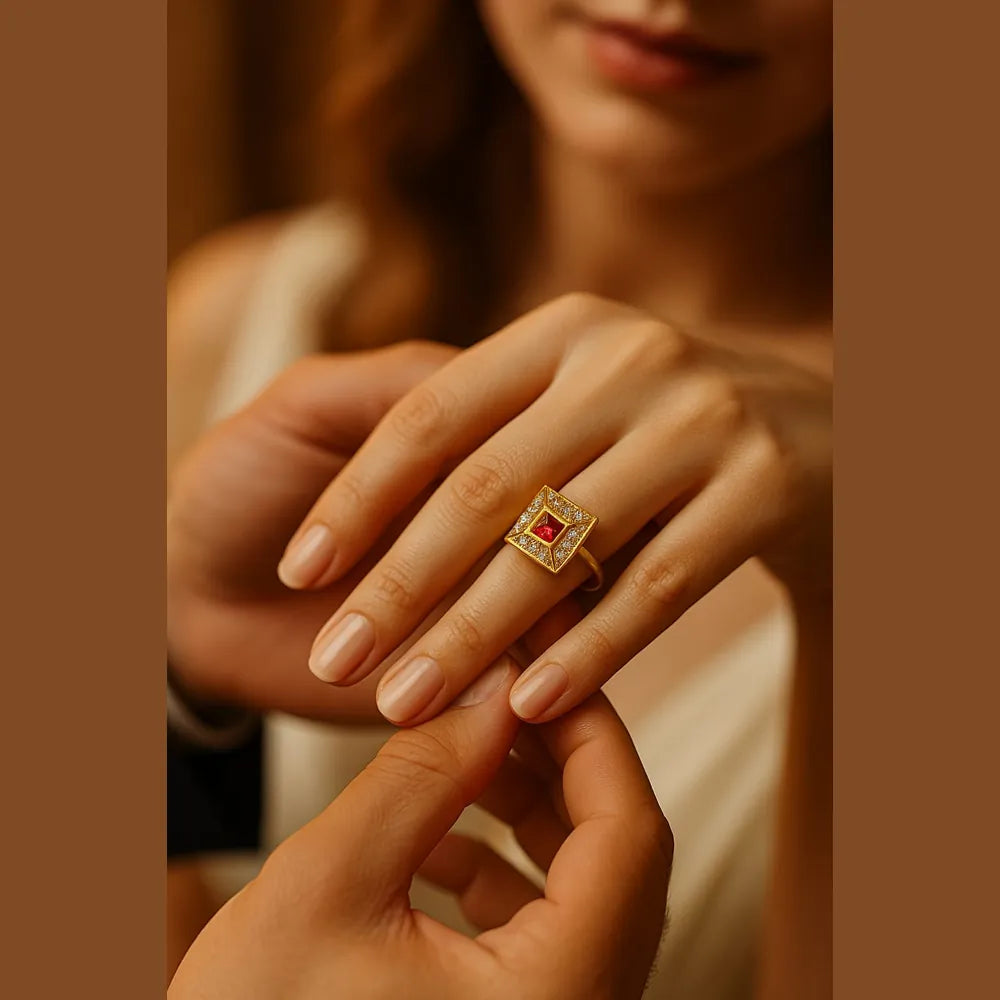 Product image of Products Gold Plated Square Ruby Ring – image 7