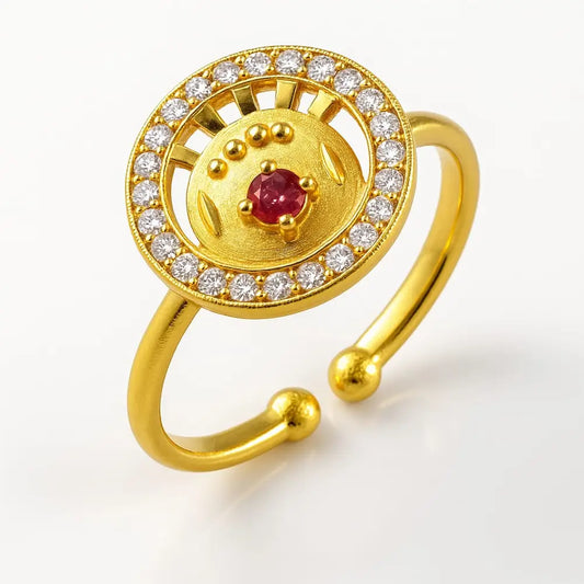Product image of Gold-Plated Ruby Stone Adjustable Ring – Luxury Handmade – image 1