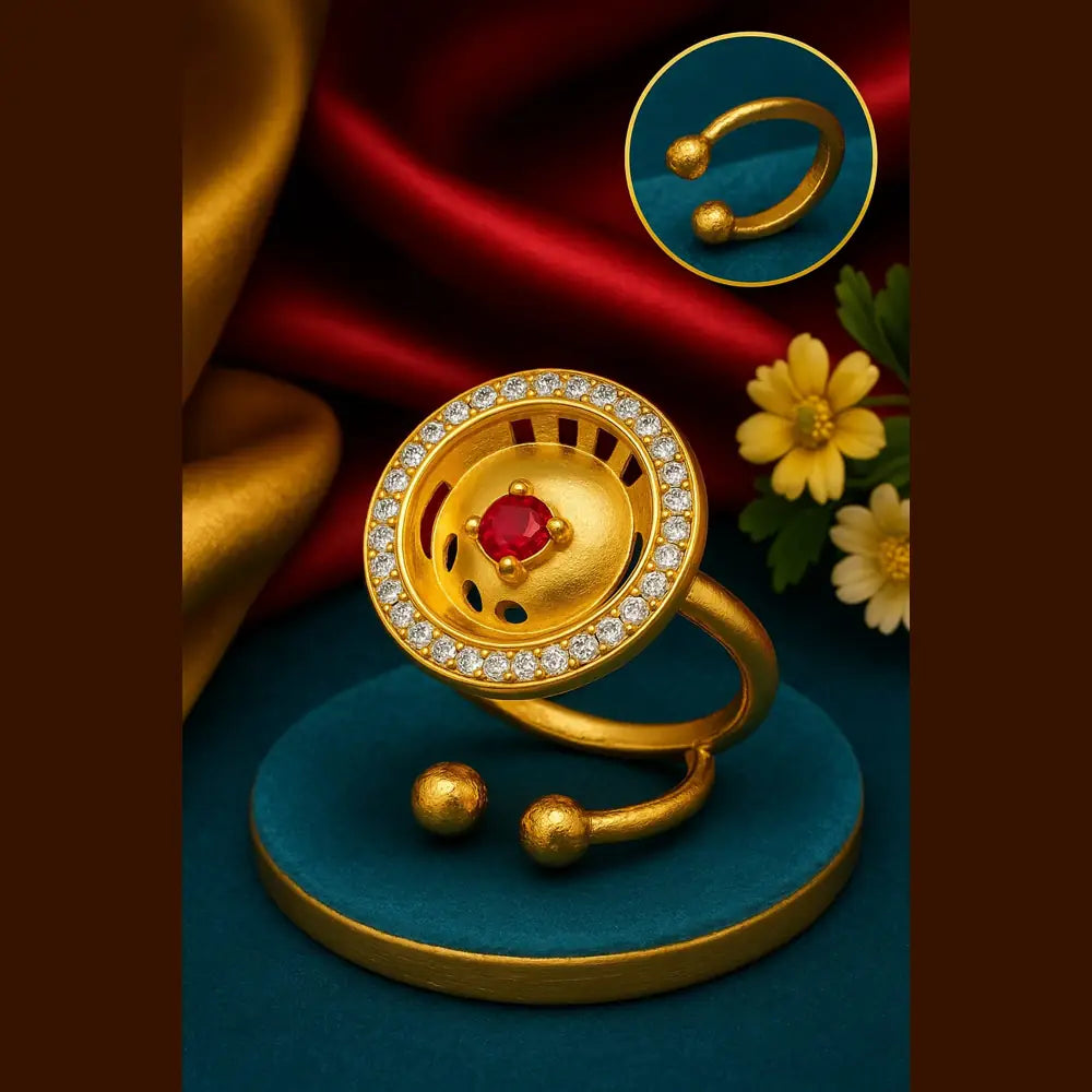 Product image of Elegant Gold Plated Adjustable Ring With Cz Stones Handmade Luxury Copy – image 6