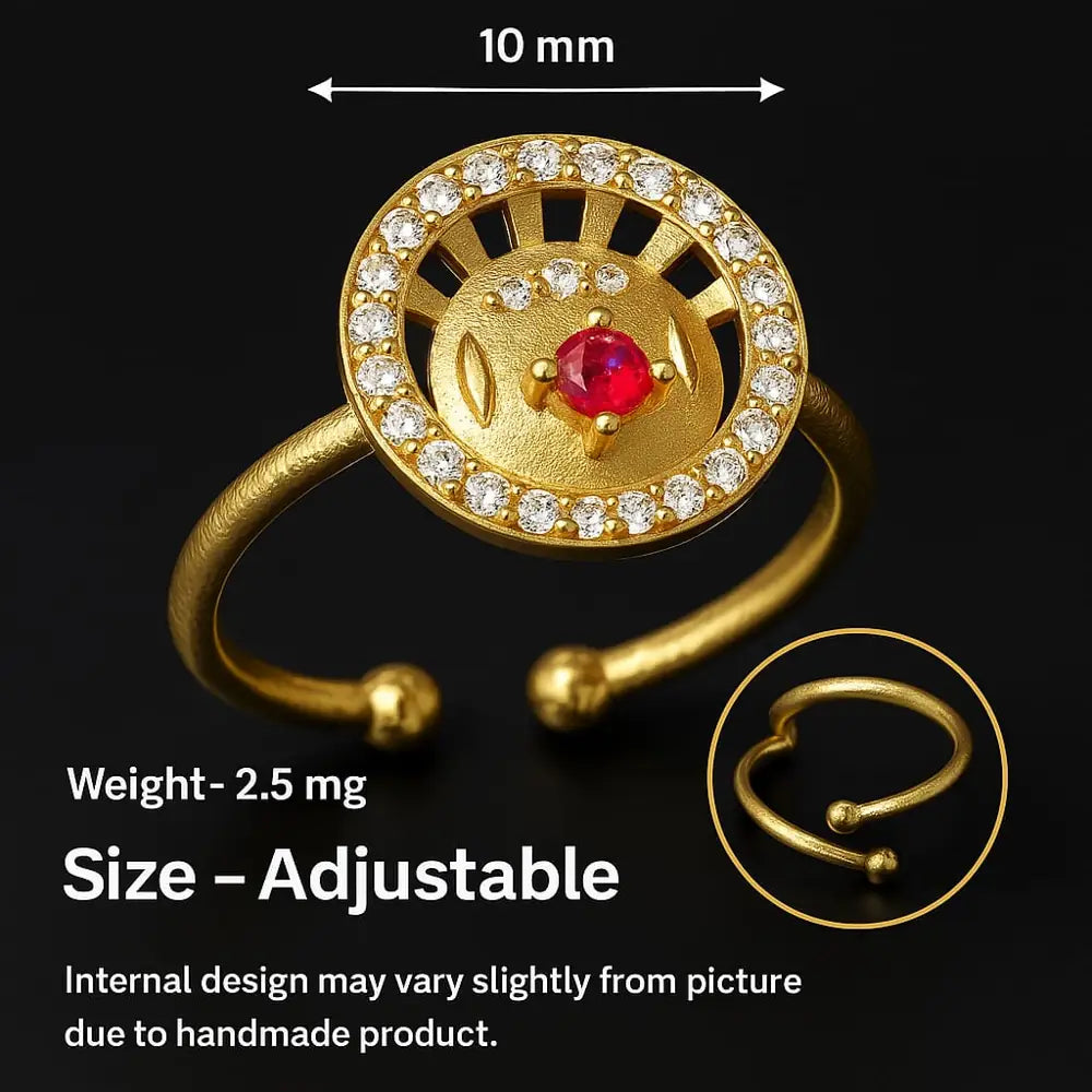 Product image of Elegant Gold Plated Adjustable Ring With Cz Stones Handmade Luxury Copy – image 8