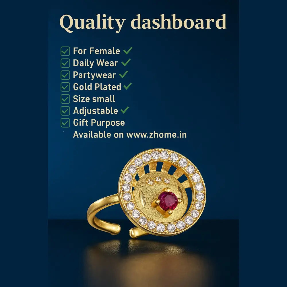 Product image of Elegant Gold Plated Adjustable Ring With Cz Stones Handmade Luxury Copy – image 7