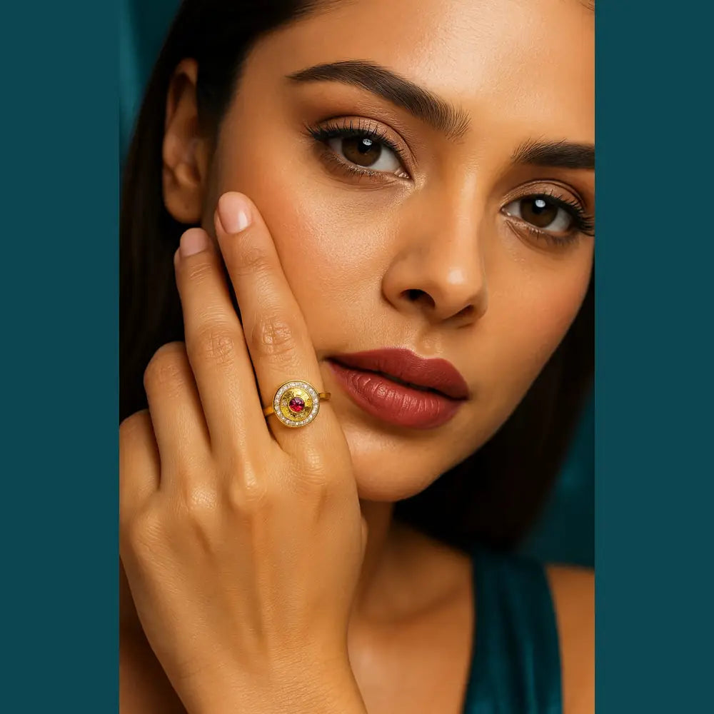 Product image of Elegant Gold Plated Adjustable Ring With Cz Stones Handmade Luxury Copy – image 10