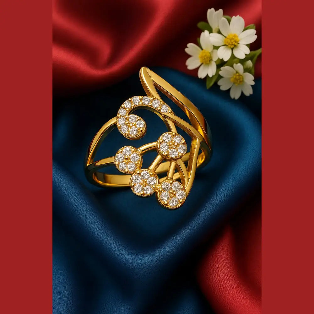 Product image of Elegant Gold-Plated Adjustable Ring with CZ Stones – Handmade Luxury – image 1