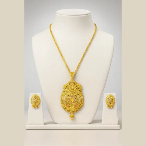Traditional Gold-Plated Pendant Set with Earrings – 34g