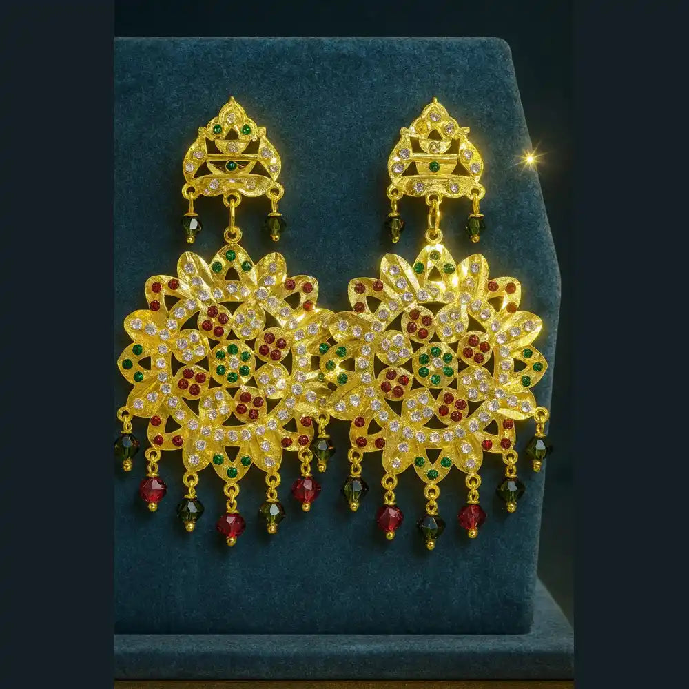 Product image of Bridal Green Beads Gold Plated Ad Necklace Set – image 3