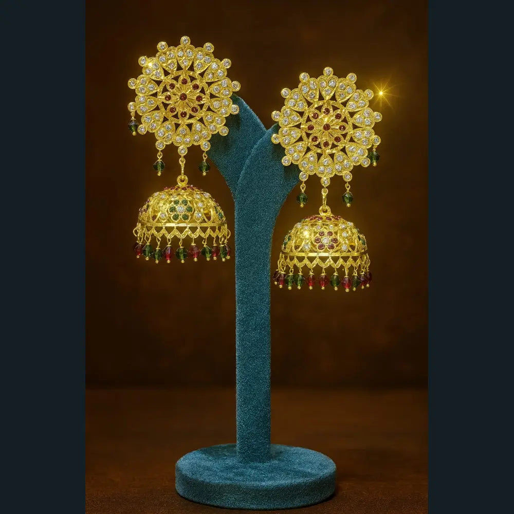 Product image of Bridal Green Beads Gold Plated Ad Necklace Set – image 7