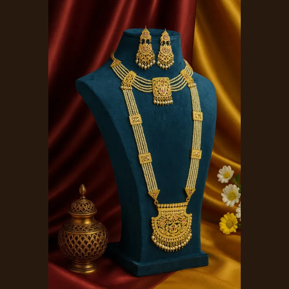 Product image of Royal Temple Style Pearl Ad Long Necklace Set – image 2