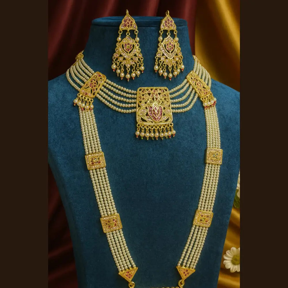 Product image of Royal Temple Style Pearl Ad Long Necklace Set – image 3
