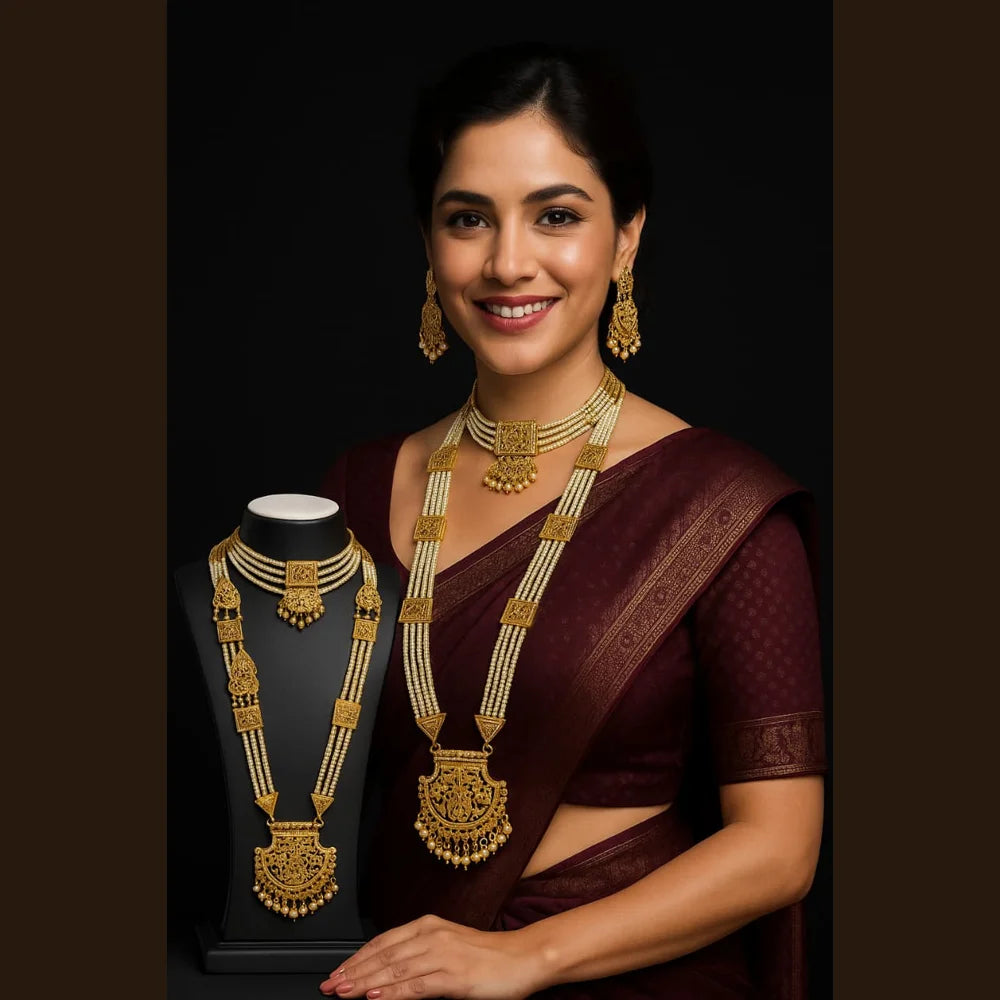 Product image of Royal Temple Style Pearl Ad Long Necklace Set – image 5