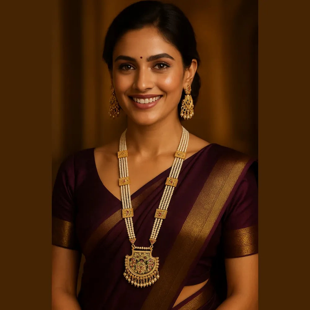 Product image of Products Shahi Jadau Pearl Necklace Set – image 8