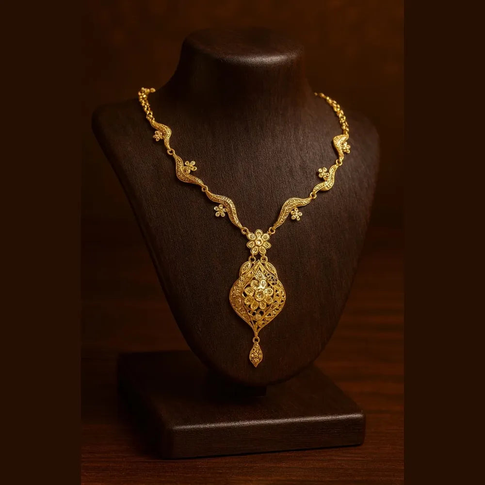 Handmade Gold Plated Floral Jewellery Set with Earrings