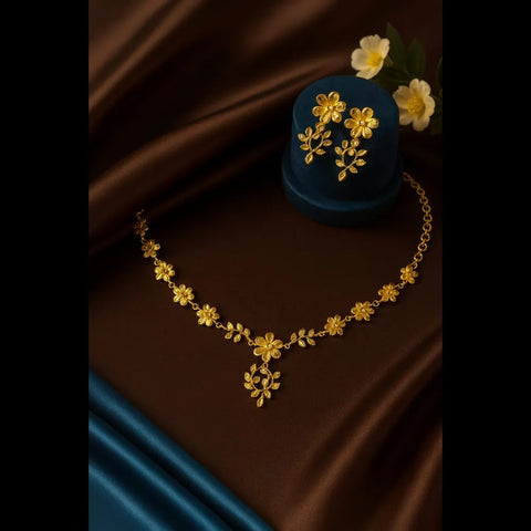 Handmade Floral Design Gold-Plated Necklace & Earrings Set – Real Gold Look